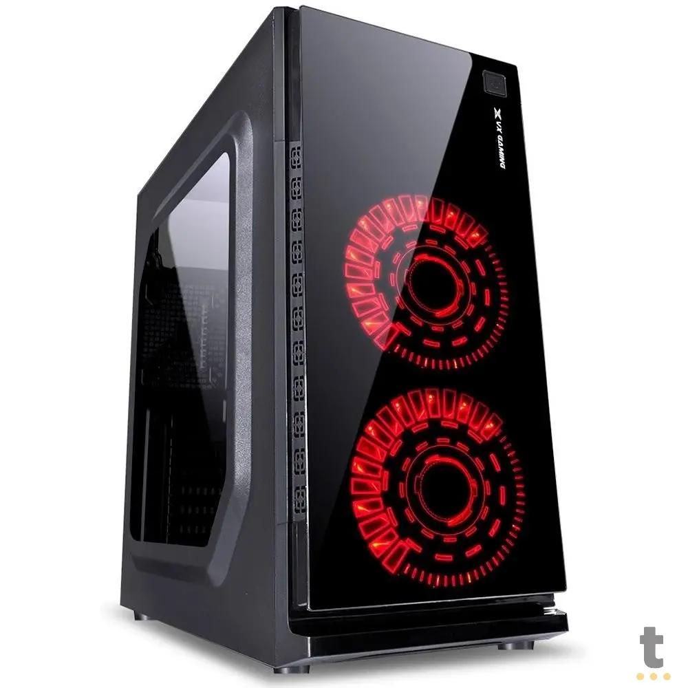 Gabinete Gamer VX Gaming Crater Com Lateral em Acrílico C/ 2x Fan 120mm Led Red - 29834 Truedata