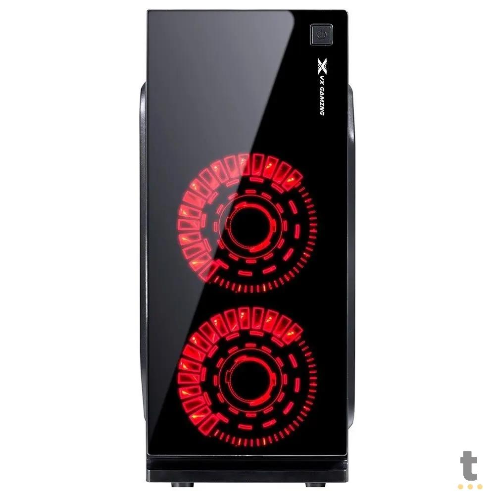 Gabinete Gamer VX Gaming Crater Com Lateral em Acrílico C/ 2x Fan 120mm Led Red - 29834 Truedata