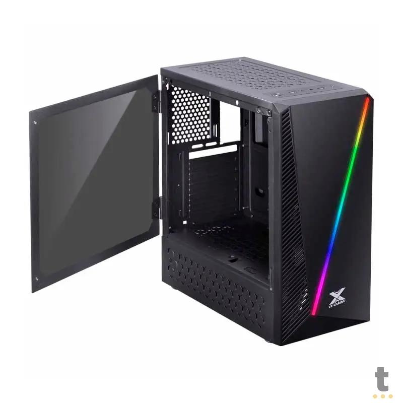 Gabinete Gamer VX Gaming Pyxis Rgb Preto Com Lateral em acrílico em Dobradiça - 30893 Truedata
