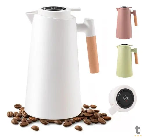 Garrafa Termica 1 Litro com Termometro Led Digital - Branca Truedata