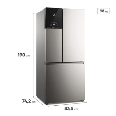 Geladeira 3 Portas Frost Free Inverter 590L AutoSense IM8S 127V Cinza - Electrolux