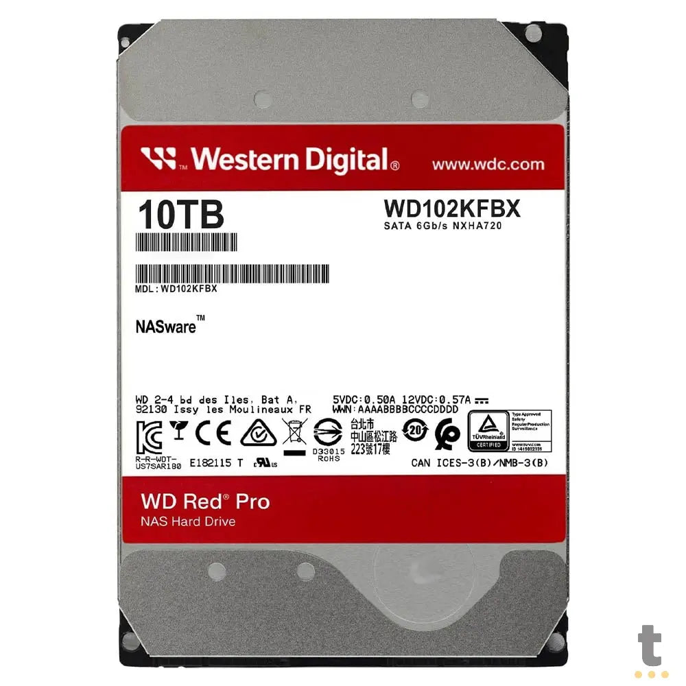 Hd Para Servidor Nas 10tb Western Digital WD Red Pro 3.5 Sata III 6gb/S 256mb - WD102KFBX Truedata
