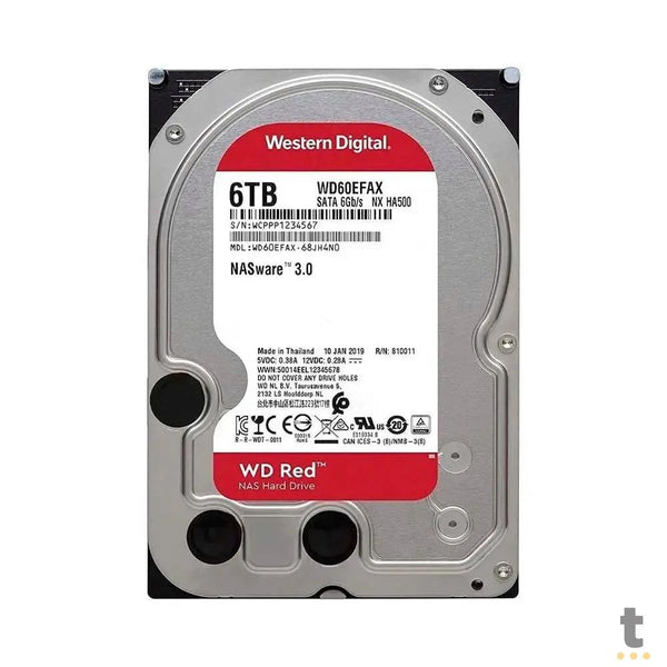 Hd Para Servidor Nas 6tb Western Digital WD Red Nas Sata 6gb/S 64mb - WD60EFAX