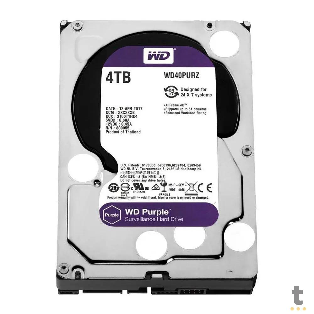 Hd Para Vigilância 4tb Western Digital WD Purple Sata 6gb/S 64mb - WD40PURZ Truedata