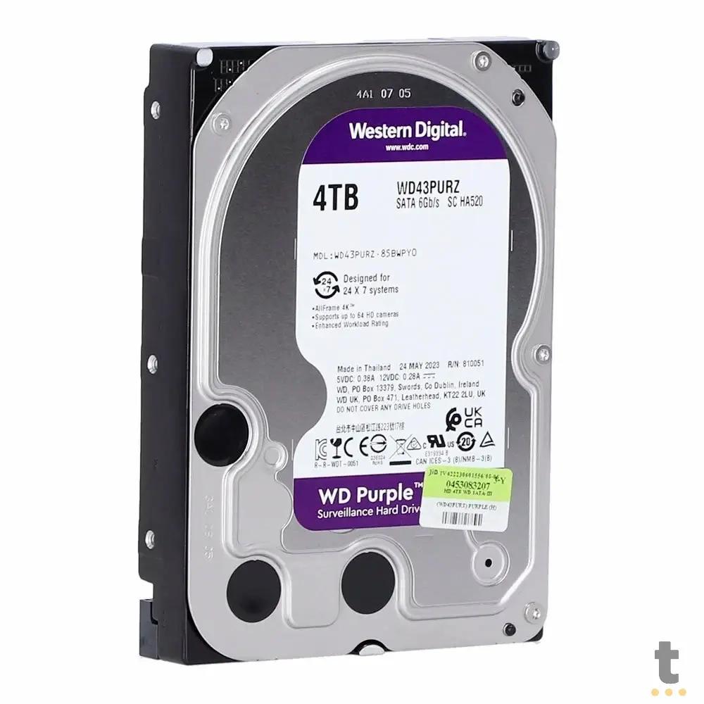 Hd Para Vigilância 4tb Western Digital WD Purple Surveillance Sata 6gb/S - WD43PURZ Truedata