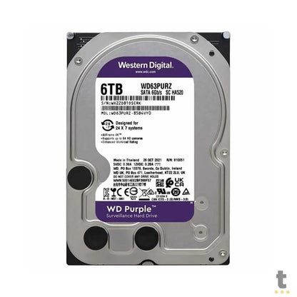 Hd Para Vigilância 6tb Western Digital WD Purple Surveillance Sata3 6gb/s - WD63PURZ Truedata