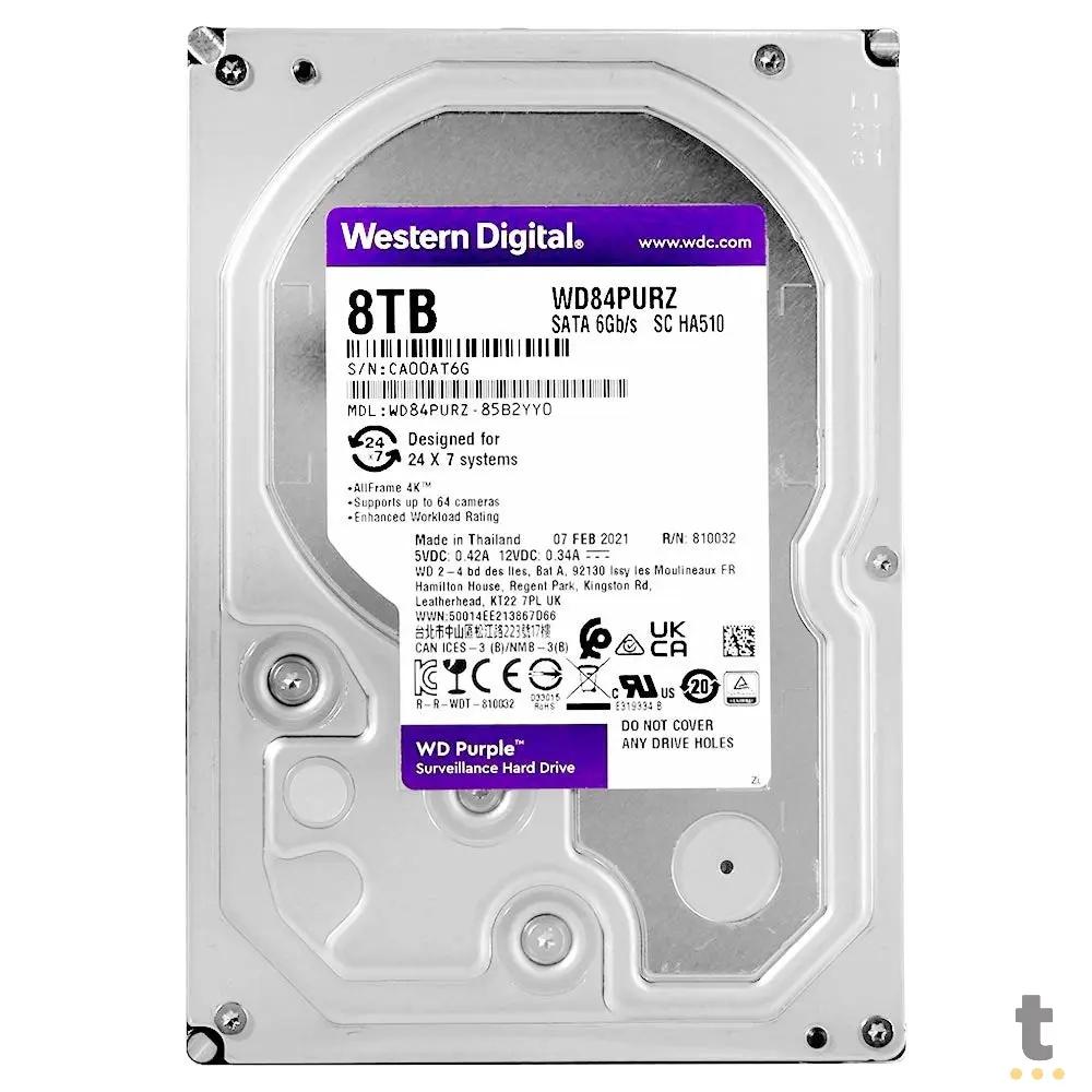 Hd Para Vigilância 8tb Western Digital Wd Purple Sata 6gb/S 128mb - WD84PURZ Truedata