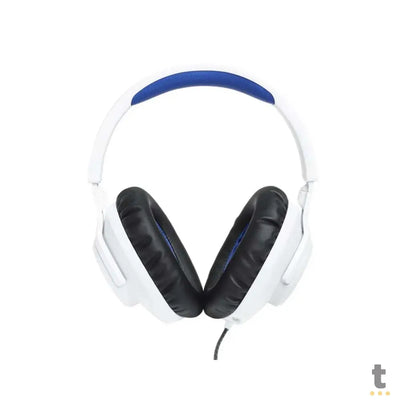 Headset Gamer Jbl Quantum 100 M2 P3 C/ Microfone Removível Branco / Azul - JBLQ100PWHTBLU