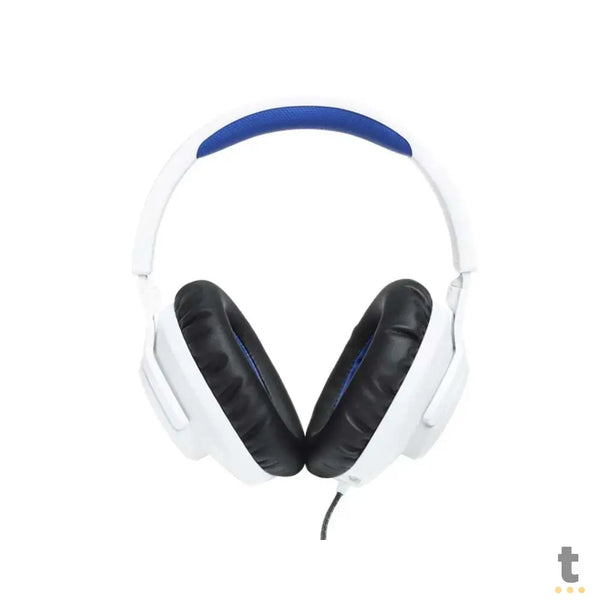 Headset Gamer Jbl Quantum 100 M2 P3 C/ Microfone Removível Branco / Azul - JBLQ100PWHTBLU