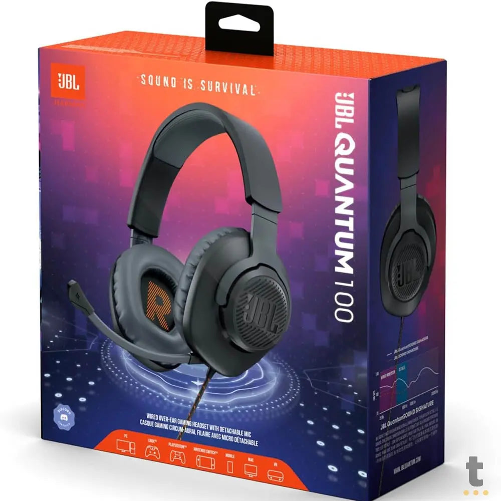 Headset Gamer Jbl Quantum 100 M2 P3 C/ Microfone Removível Preto - JBLQTUM100M2BLK Truedata