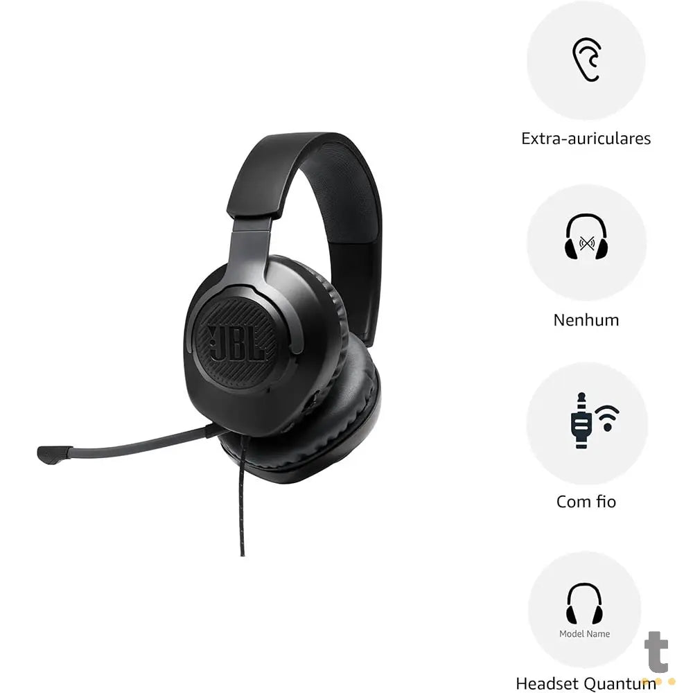 Headset Gamer Jbl Quantum 100 M2 P3 C/ Microfone Removível Preto - JBLQTUM100M2BLK Truedata