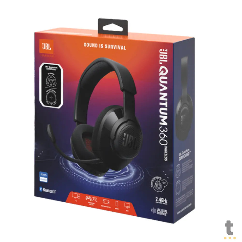 Headset Gamer Jbl Quantum 360 Wireless Preto - JBLQTUM360BLK Truedata