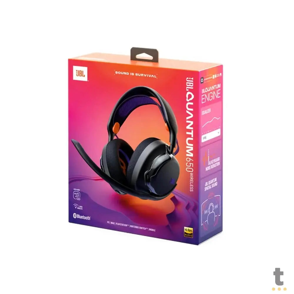 Headset Gamer Jbl Quantum 650 Wireless / Bluetooth / Tipo C Preto - JBLQTUM650BLK Truedata