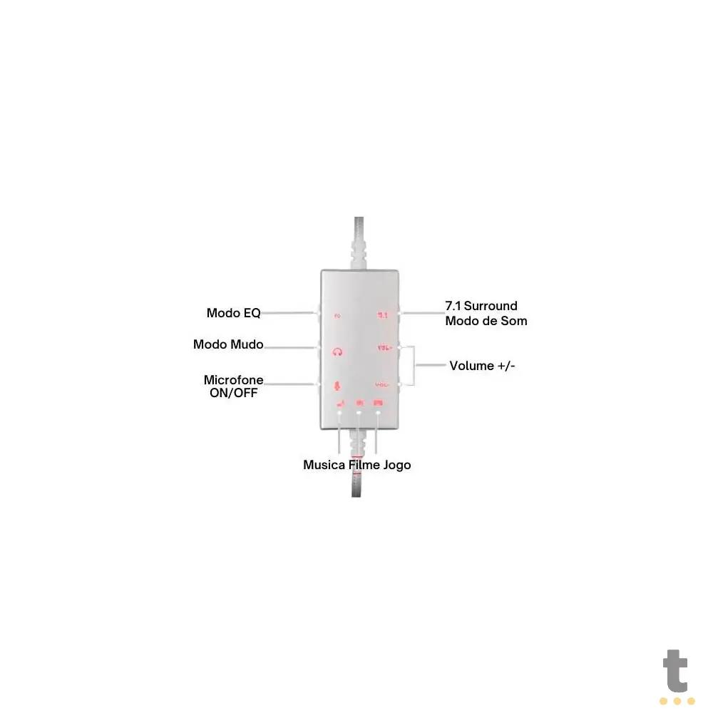 Headset Gamer Redragon Aurora USB 7.1 40mm Branco - H376WG Truedata