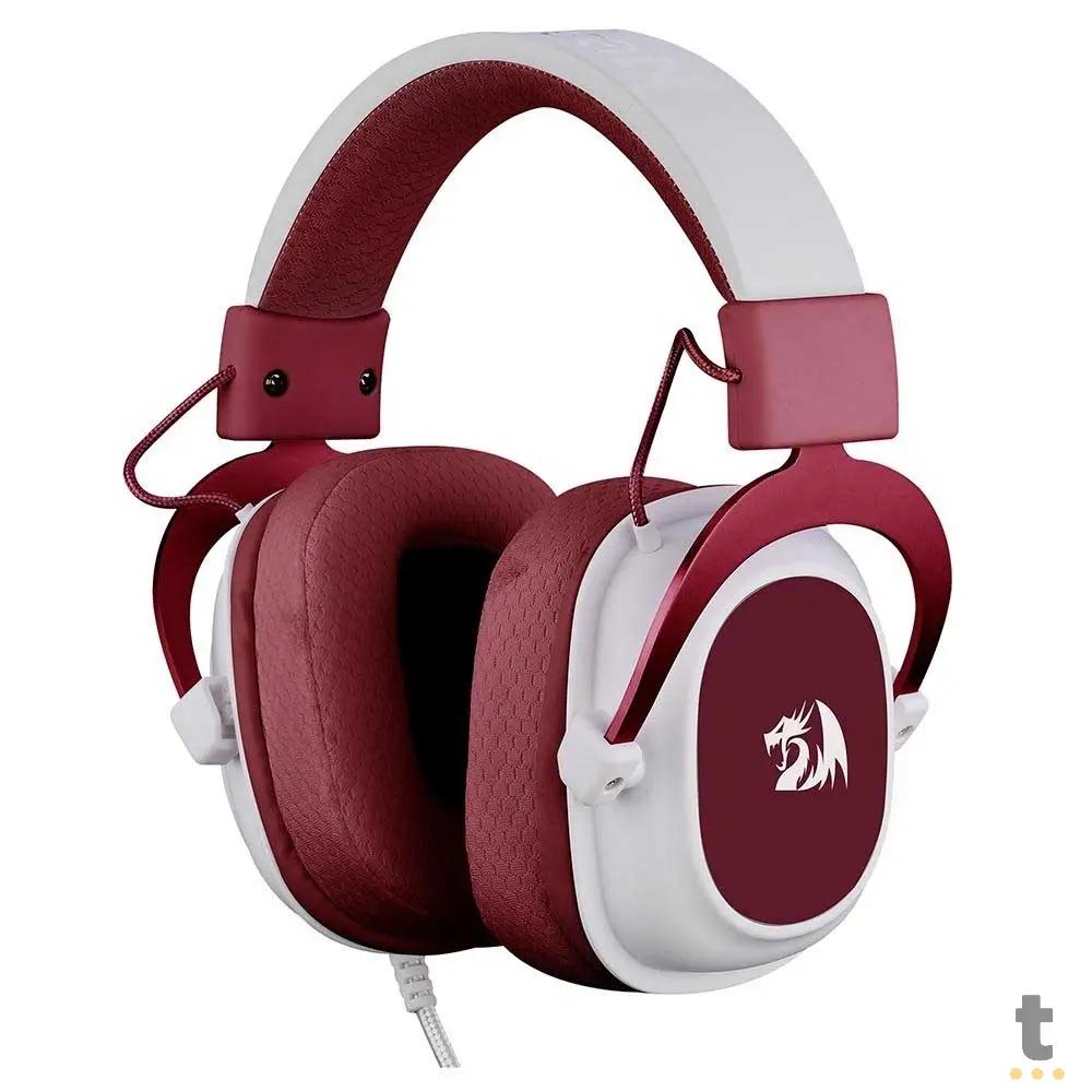 Headset Gamer Redragon Hero P3 Branco e Vermelho - H530-R Truedata