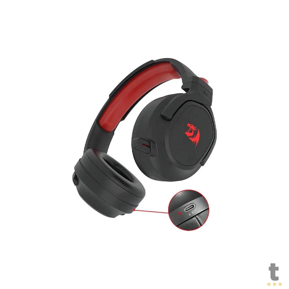 Headset Gamer Redragon Nomen Pro 7.1 RGB Microfone Retrátil USB-C Wireless Bluetooth Preto - H838-PRO Truedata
