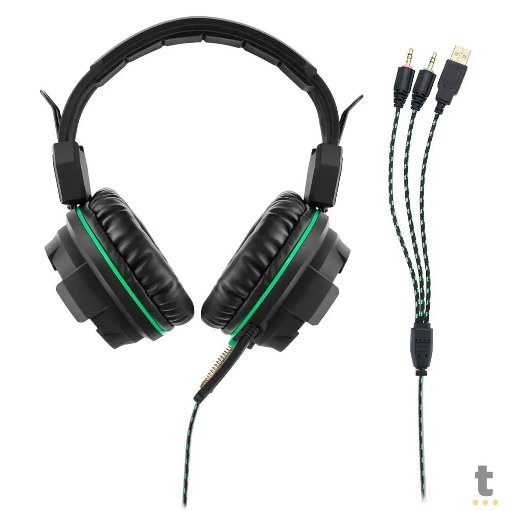 Headset Gamer Warrior Magne P2+USB Verde - PH143 Truedata