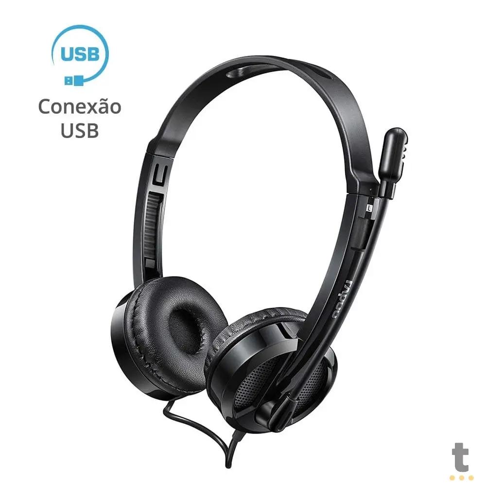 Headset Multilaser Rapoo P3 e Usb C/ Microfone Flexível Preto - RA020 Truedata