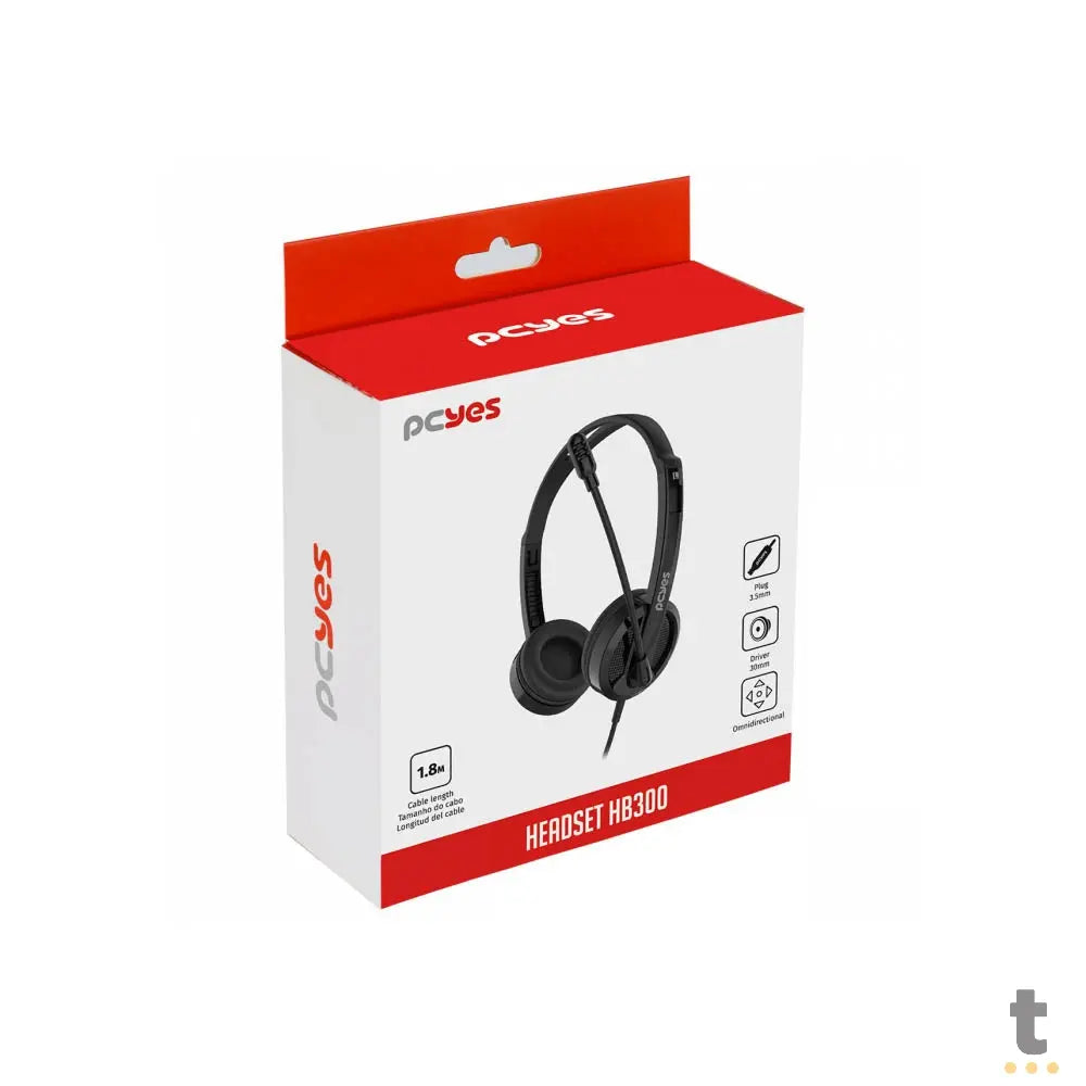 Headset PCYes Office HB300 Driver 30mm P2/P3 Preto - PHB300 Truedata
