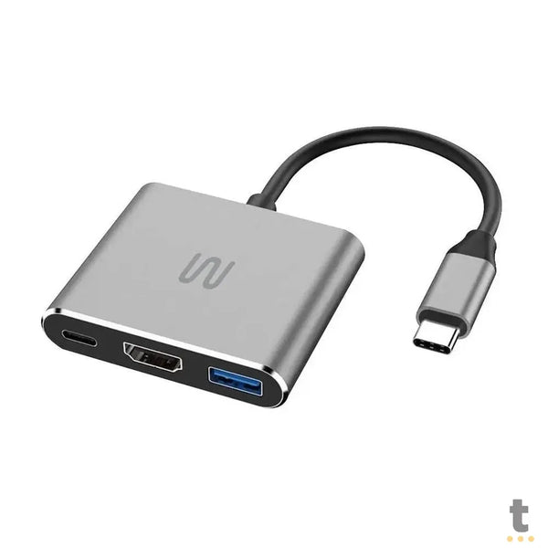 Hub Dock USB Tipo C 3 em 1 Hdmi USB 3.0 e Power Delivery 100w Multi - AC446