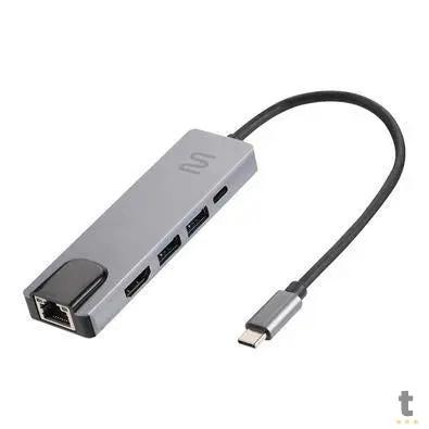 Hub Dock USB Tipo C 5 em 1 HDMI 4K RJ45 2x USB 3.0 e Power Delivery 100W Multi - AC447 Truedata