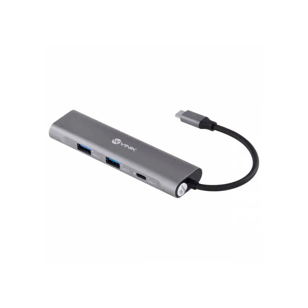 Hub Tipo C 2 Portas Usb + HDMI + Power Delivery 60w Vinik Preto - HC-4 Truedata