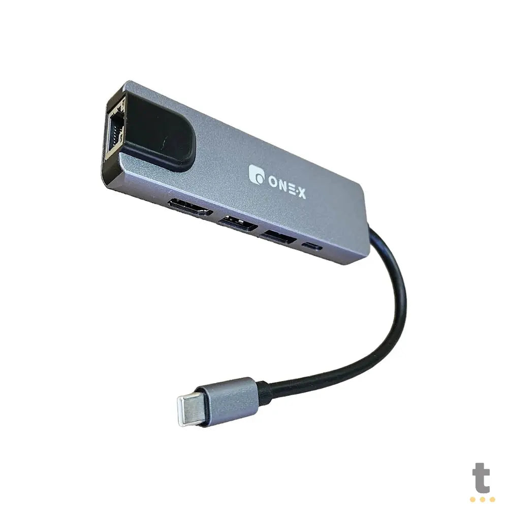 Hub USB Tipo C 5 em 1 1x RJ-45 HDMI 4K USB 3.0 / 2.0 1x Tipo C PD 65W - Hub-7567 Truedata