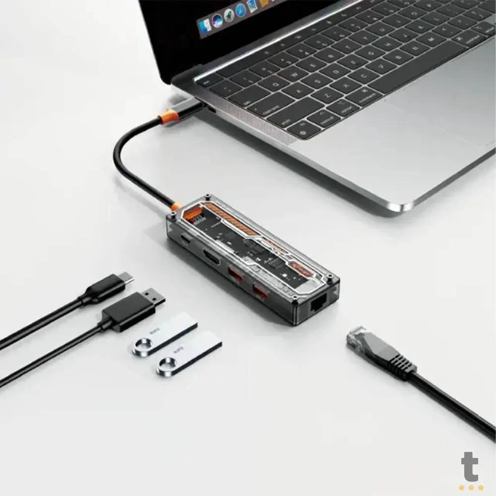 Hub USB Tipo C Multifunção Usb 3.0/2.0 Hdmi Rede Power Delivery Knup - KP-HB507 Truedata