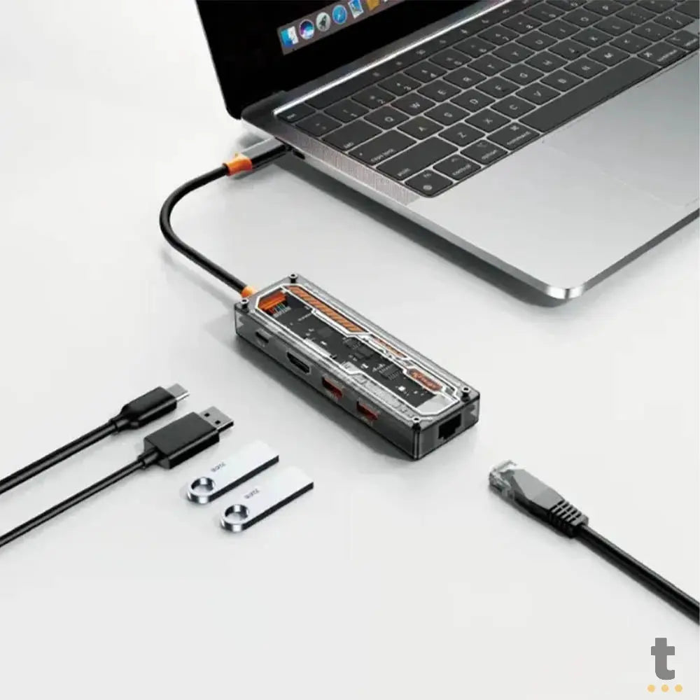 Hub USB Tipo C Multifunção Usb 3.0/2.0 Hdmi Rede Power Delivery Knup - KP-HB507 Truedata