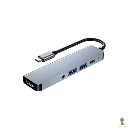 Hub USB Tipo C P/ HDMI + 2 Portas Usb + USB-C Tomate + Audio P2 - MTV-615 Truedata