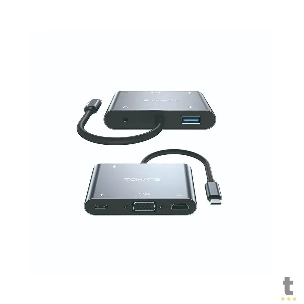Hub USB Tipo C P/ VGA + HDMI + 1x USB + USB-C + Audio P2 Tomate - MTV-617 Truedata