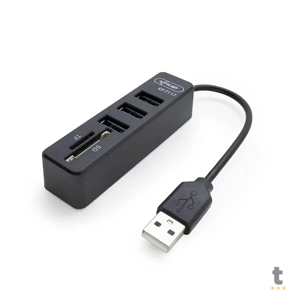 Hub Usb 3 Portas + Leitor de Cartão Knup KP-T117 Usb 2.0 Truedata