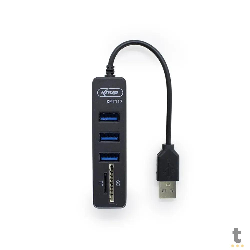 Hub Usb 3 Portas + Leitor de Cartão Knup KP-T117 Usb 2.0 Truedata