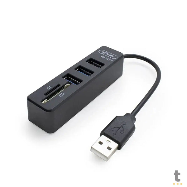 Hub Usb 3 Portas + Leitor de Cartão Knup KP-T117 Usb 2.0