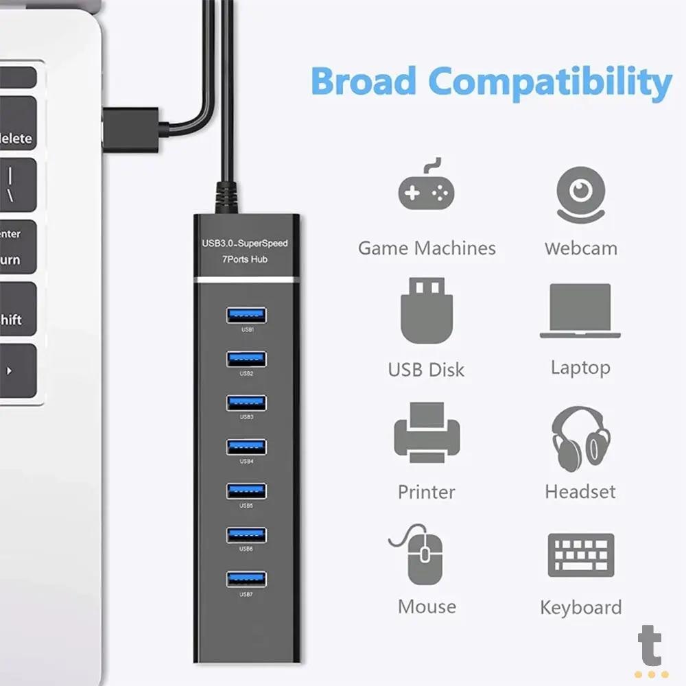 Hub Usb 7 Portas 3.0 Super Speed - HUB-307 Truedata