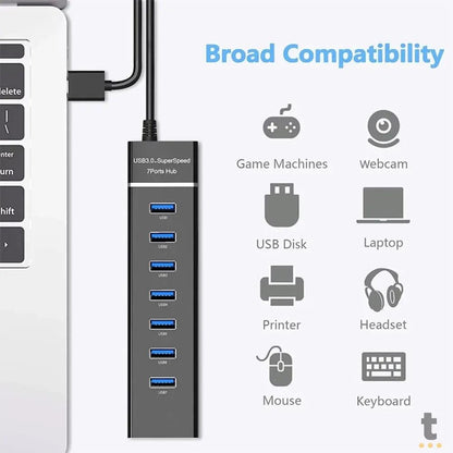 Hub Usb 7 Portas 3.0 Super Speed - HUB-307 Truedata