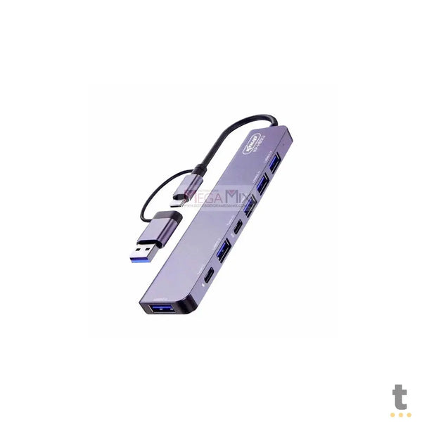 Hub Usb / Usb Tipo C 4 Portas Usb 2.0 + 1 Porta Usb 3.0 + 2 Portas Usb-C Knup - KP-HB512