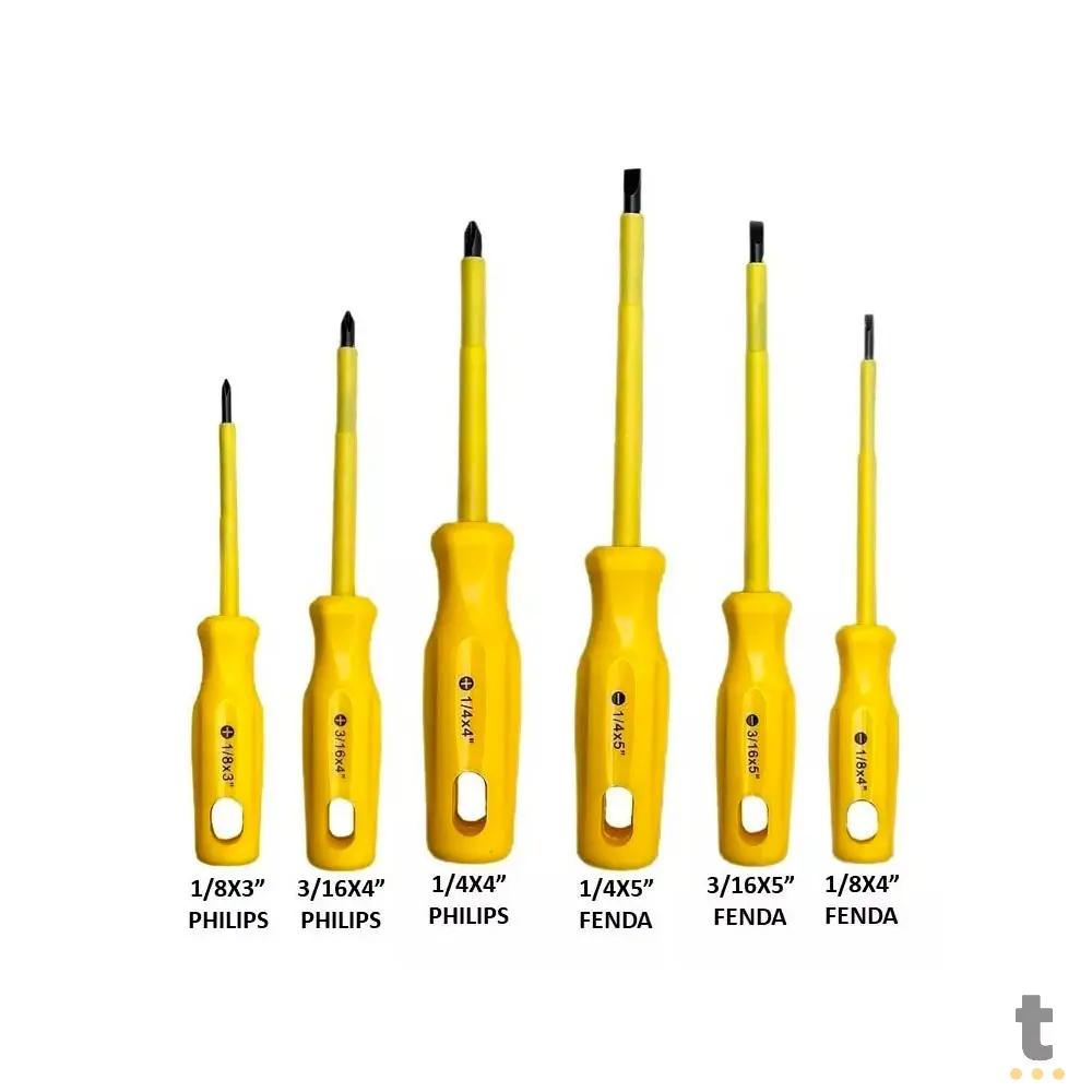 Jogo de Chaves de Fenda E Phillips com 6 Peças Sansheng - LXB-LSD Truedata