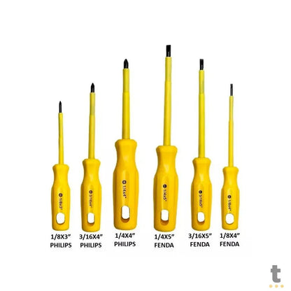 Jogo de Chaves de Fenda E Phillips com 6 Peças Sansheng - LXB-LSD Truedata