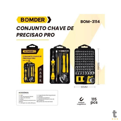 Jogo de Chaves de Precisao Pro C/ Pontas Magnéticas 115 Peças Bonder - BOM-3114