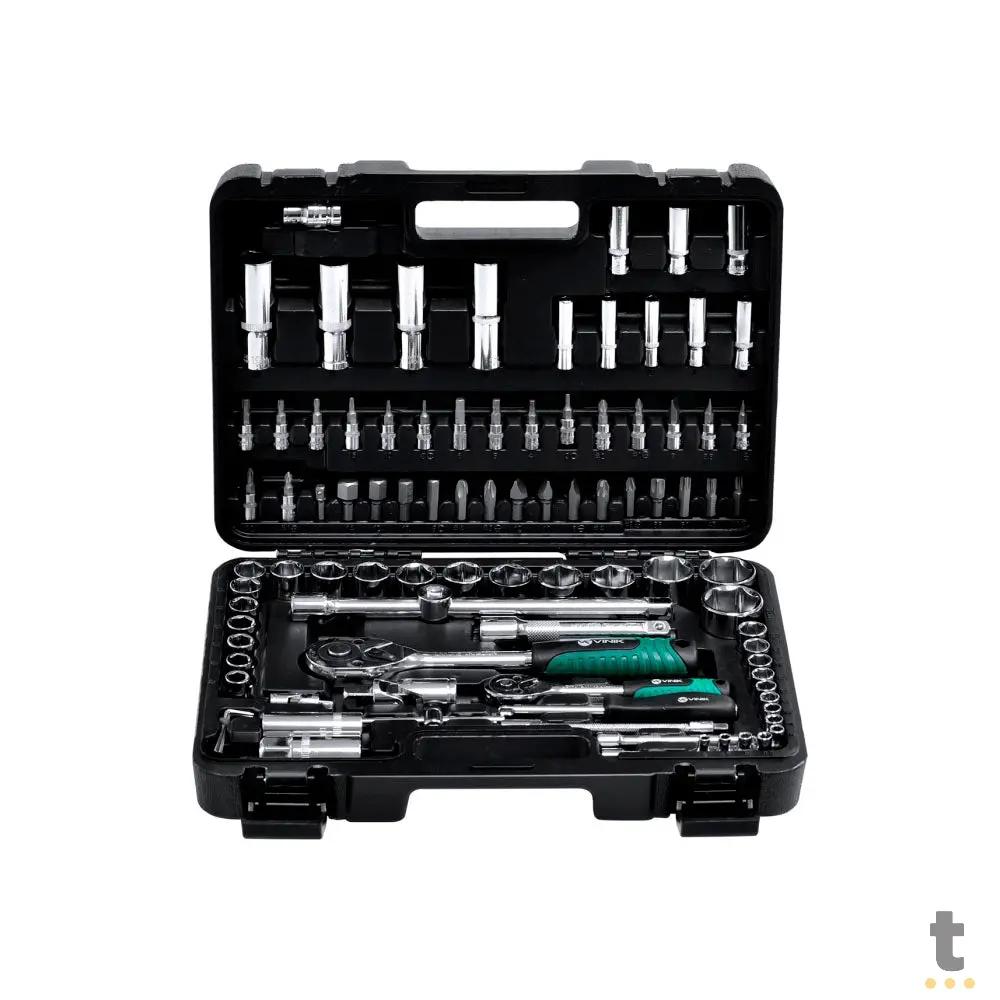 Jogo de Ferramentas Chaves Soquete Encaixe 1/2 1/4 94 Peças C/ Maleta Vinik - 37163 Truedata