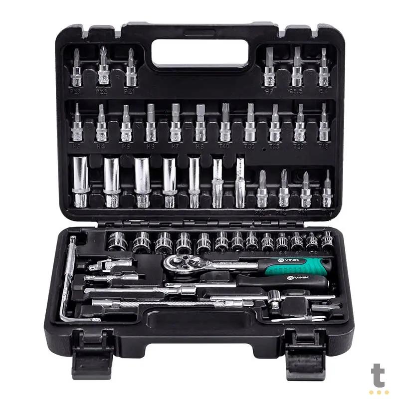 Jogo de Ferramentas Chaves Soquete Encaixe 1/4 54 Peças C/ Maleta Vinik - 37162 Truedata