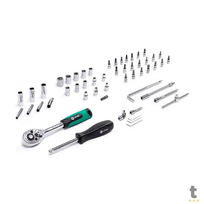 Jogo de Ferramentas Chaves Soquete Encaixe 1/4 54 Peças C/ Maleta Vinik - 37162 Truedata