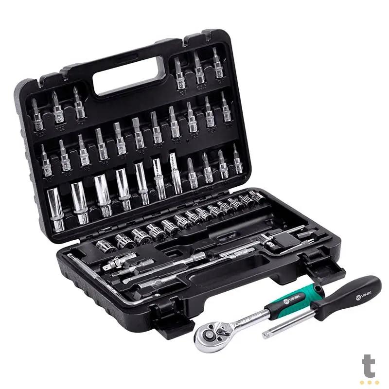 Jogo de Ferramentas Chaves Soquete Encaixe 1/4 54 Peças C/ Maleta Vinik - 37162 Truedata