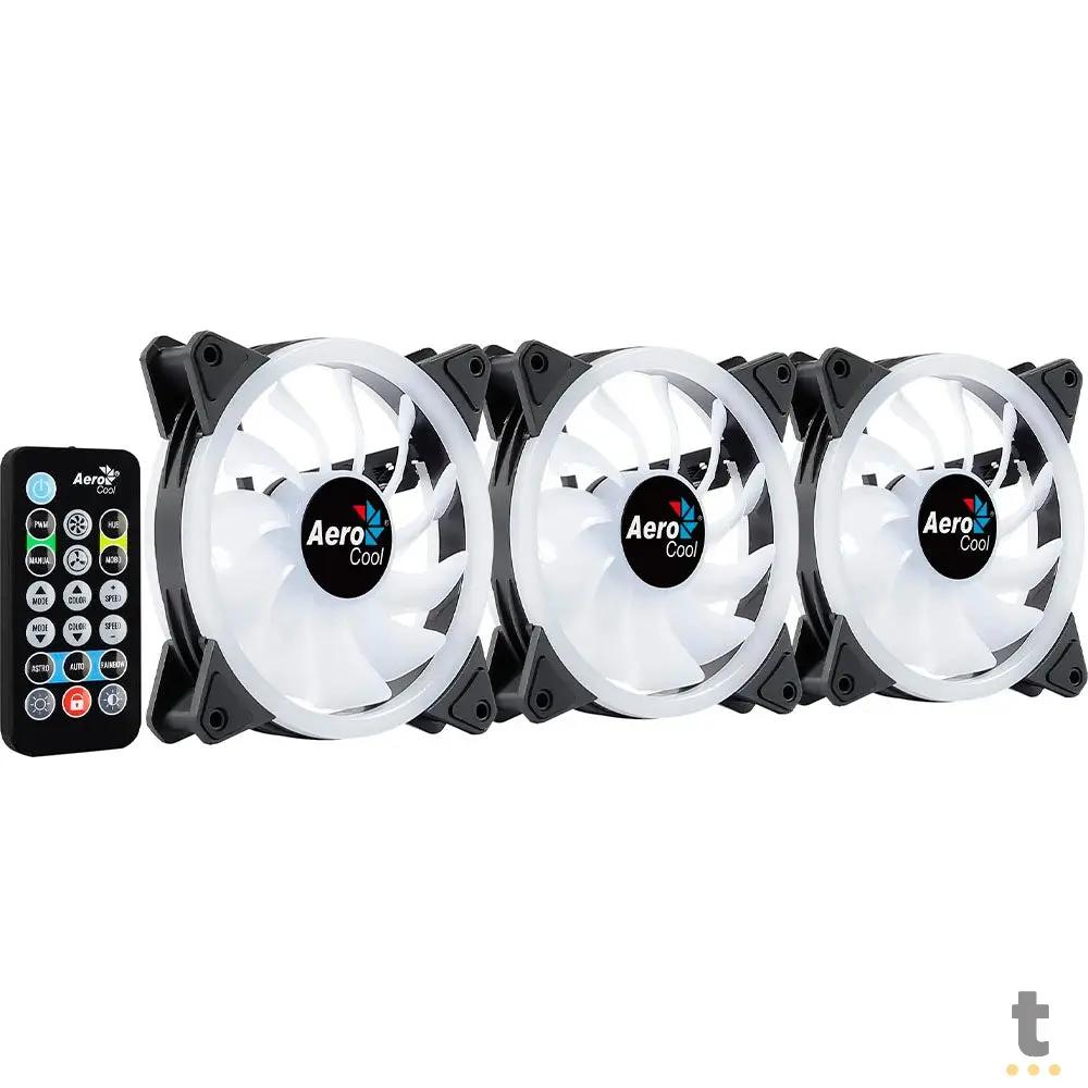 Kit 3 Coolers Fan para Gabinete Duo 12 Pro ARGB C/ Controladora e Controle Remoto Aerocool Truedata