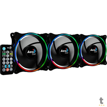 Kit 3 Coolers Fan para Gabinete Eclipse 12 Pro ARGB C/ Controladora e Controle Remoto Aerocool Truedata