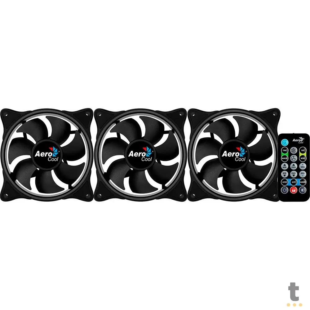 Kit 3 Coolers Fan para Gabinete Eclipse 12 Pro ARGB C/ Controladora e Controle Remoto Aerocool Truedata