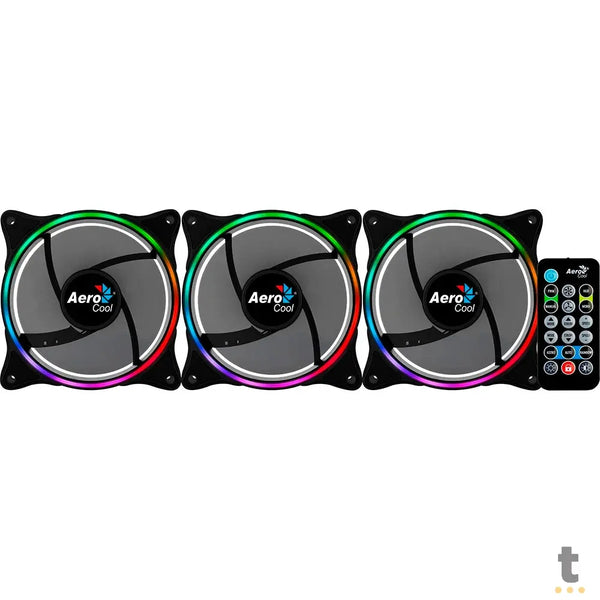 Kit 3 Coolers Fan para Gabinete Eclipse 12 Pro ARGB C/ Controladora e Controle Remoto Aerocool