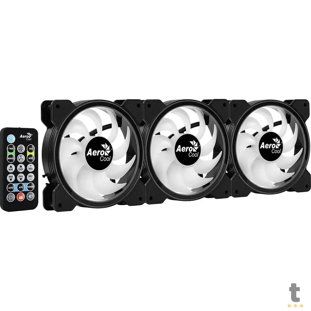 Kit 3 Coolers Fan para Gabinete Saturn 12 Pro ARGB C/ Controladora e Controle Remoto Aerocool - 73853 Truedata