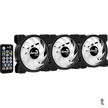 Kit 3 Coolers Fan para Gabinete Saturn 12 Pro ARGB C/ Controladora e Controle Remoto Aerocool - 73853 Truedata